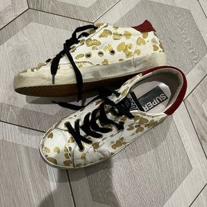 Golden goose gold hearts sneakers